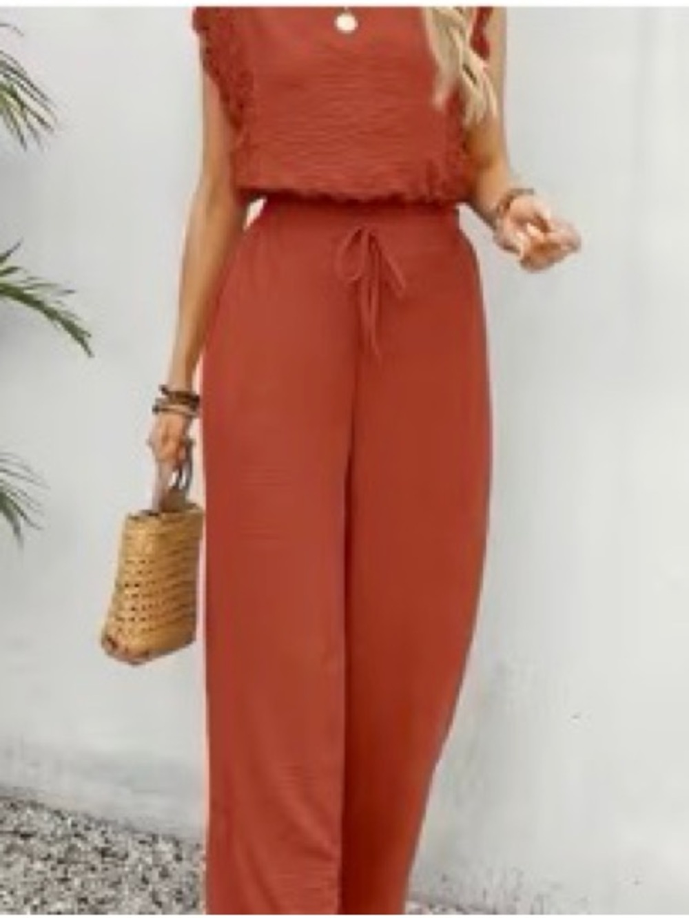 Women's Rust Wide-Leg Drawstring Pants